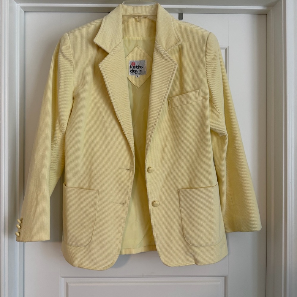 Kathy Davis Pale Yellow Corduroy Blazer